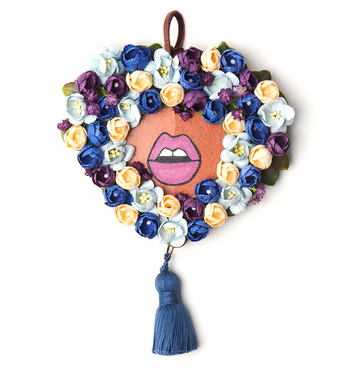 Floral Fro Wreath Small: Blue Hues