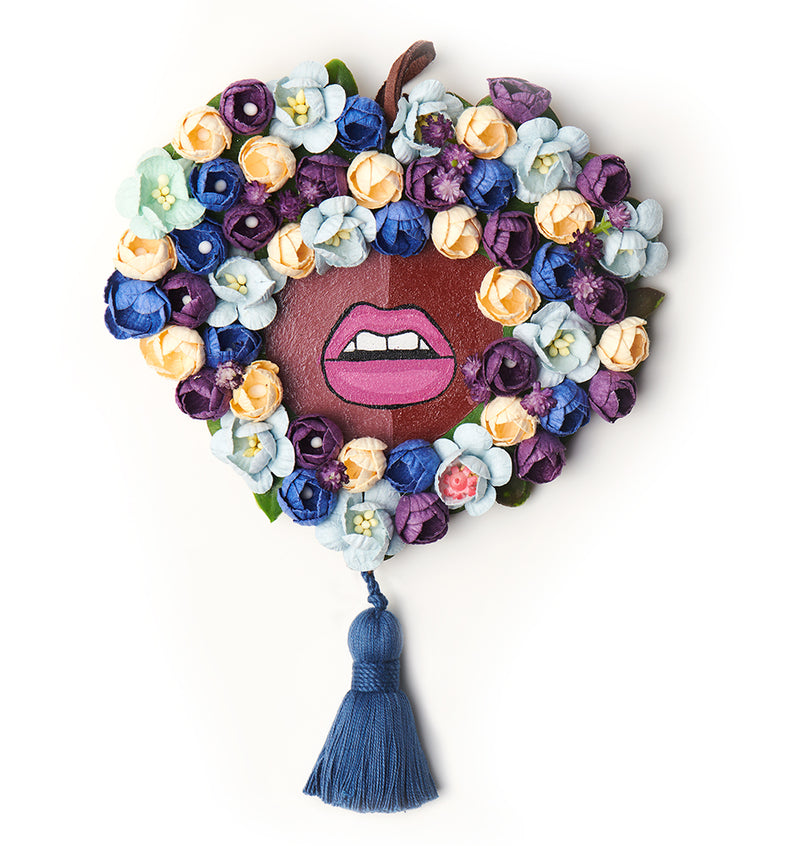 Floral Fro Wreath Small: Blue Hues