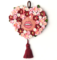 Floral Fro Wreath Small: Red Pink Hue