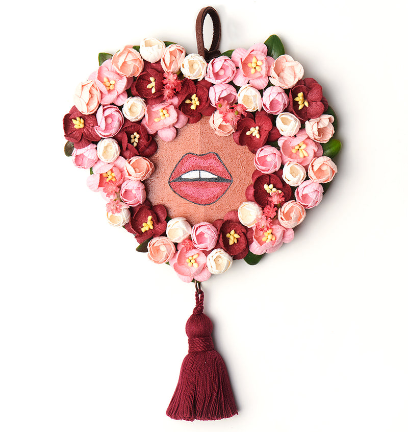 Floral Fro Wreath Small: Red Pink Hue