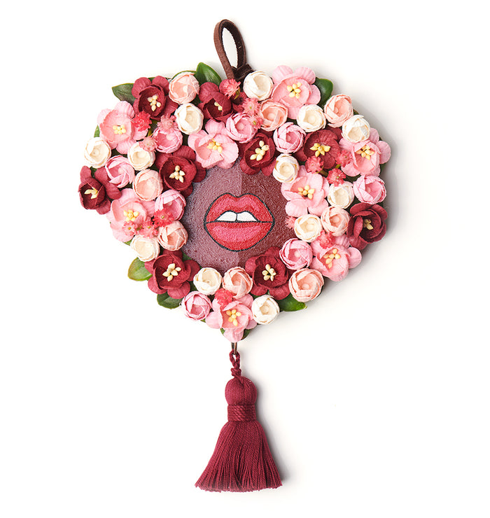 Floral Fro Wreath Small: Red Pink Hue